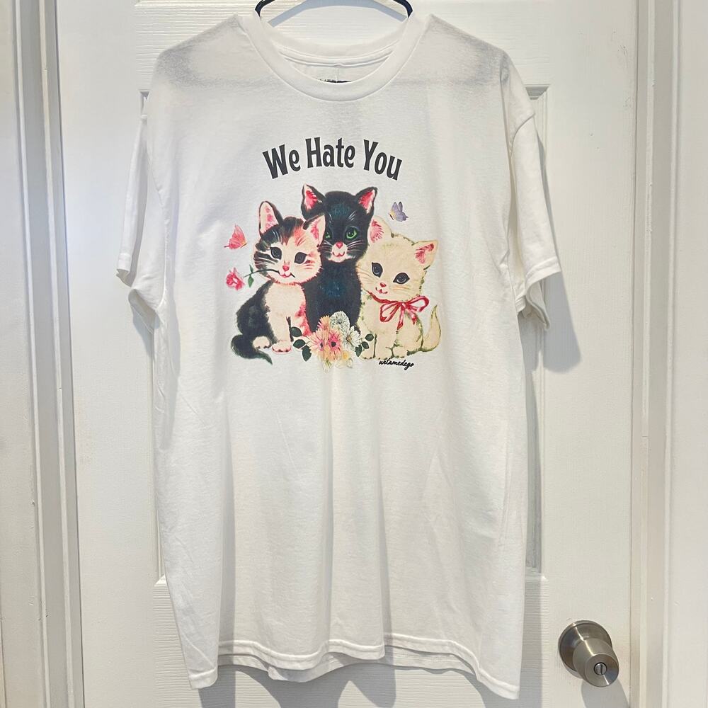 Spencer's Vintage "We Hate You" Kittens Graphic Tee Size Large